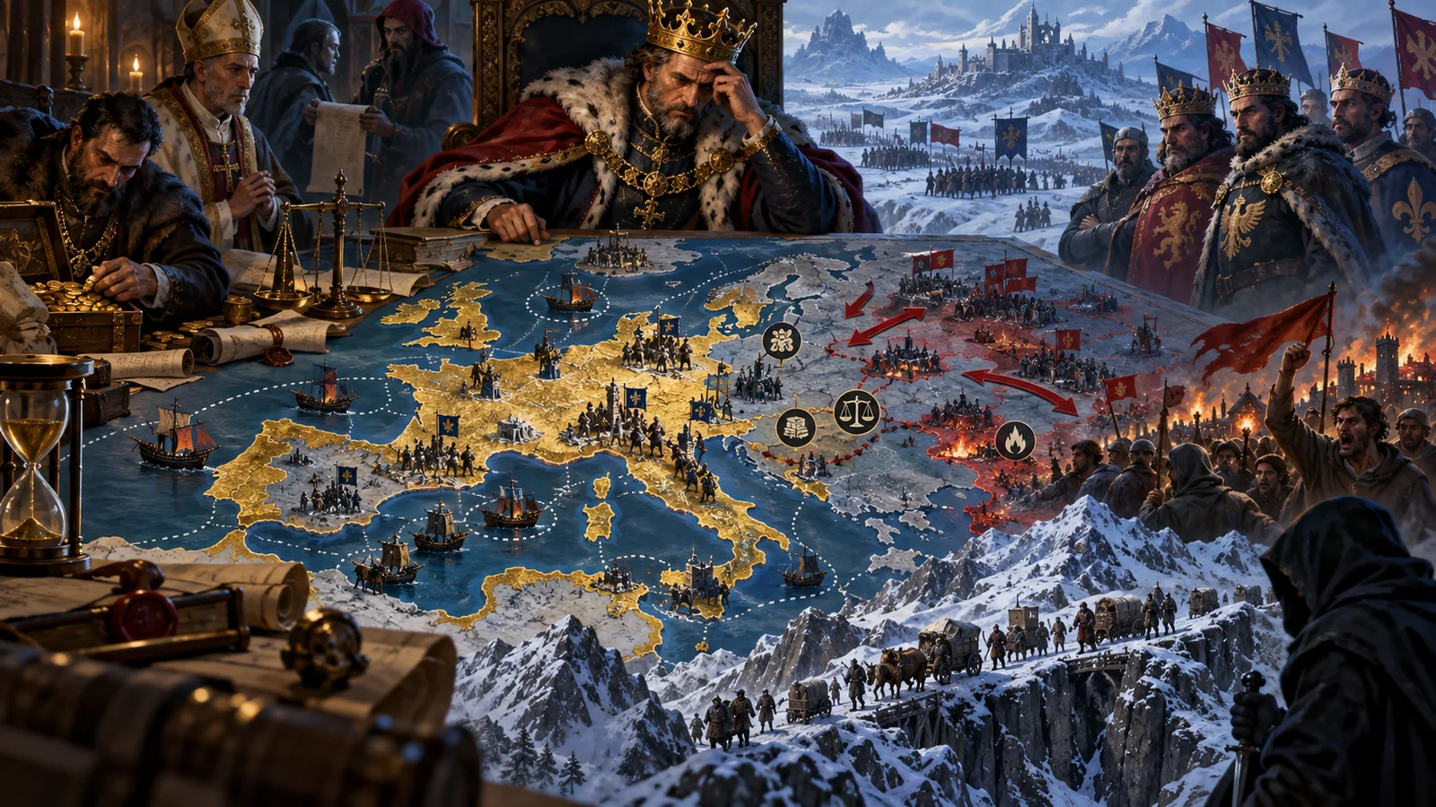 A dominant empire faces logistics unrest and coalitions