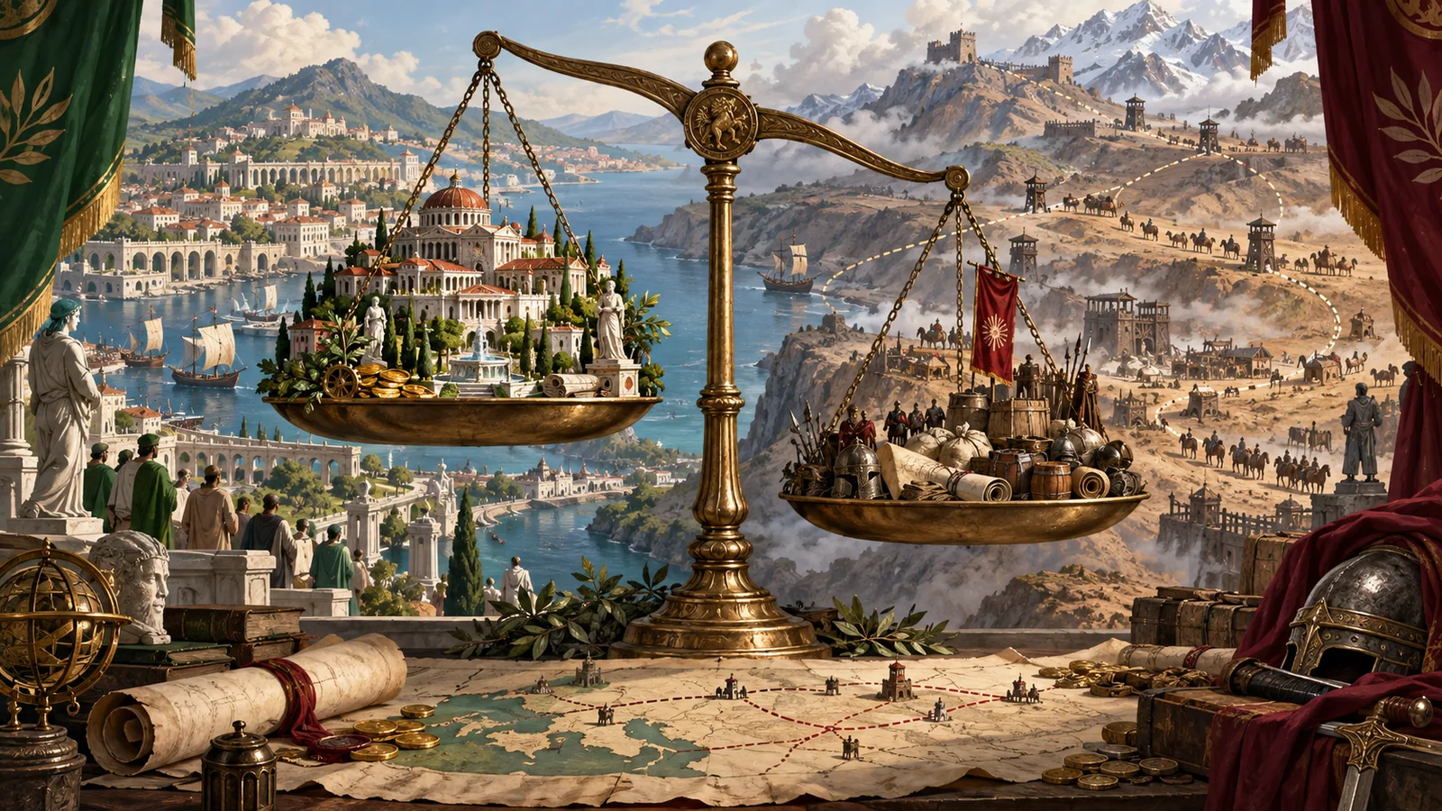 Compact and sprawling empires balance conversion costs